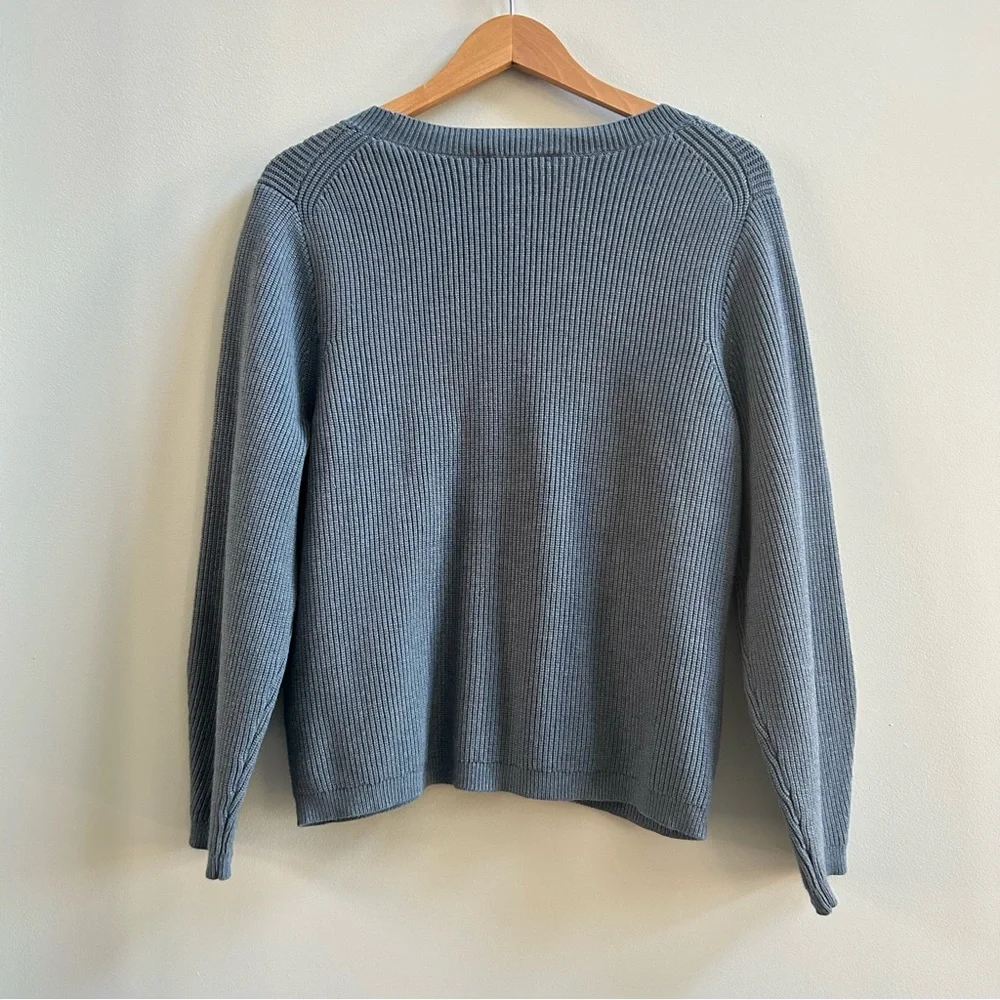 NWOT J. Crew Ribbed Stretch Crewneck Chunky Sweater In Heather Seascape, Size M